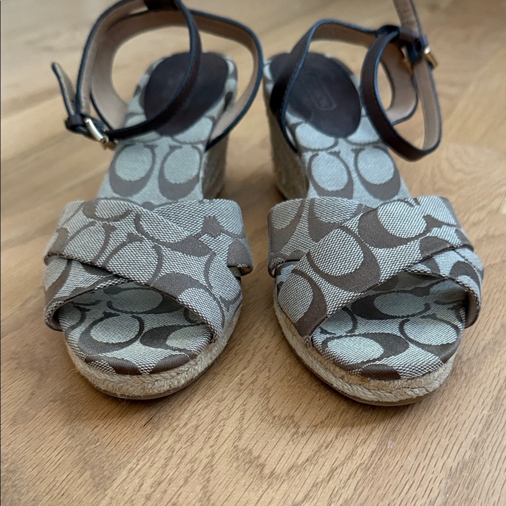 Coach Henley Signature Canvas Platform Wedge Sandals in Brown - Picture 5 of 5